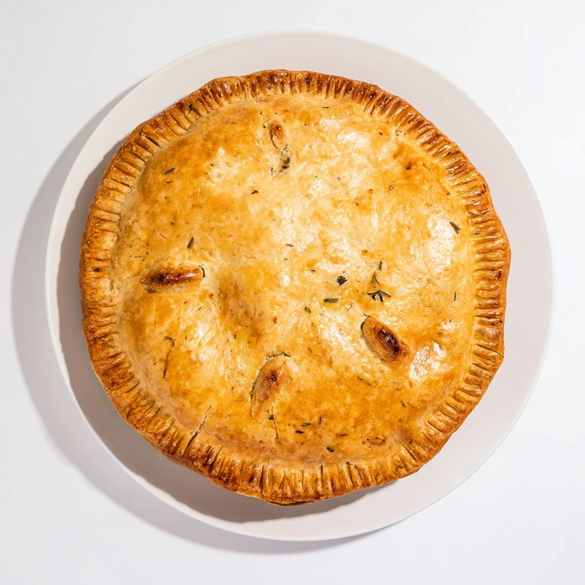 Homemade chicken ricotta and herb pie baked to golden perfection with fresh green parsley
