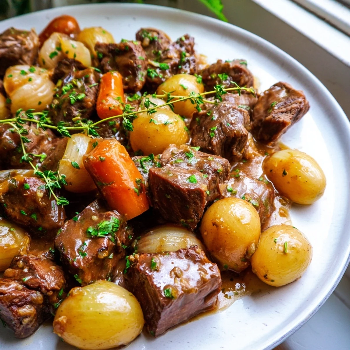 Comforting slow cooker garlic butter beef with potatoes ready for a hearty family dinner