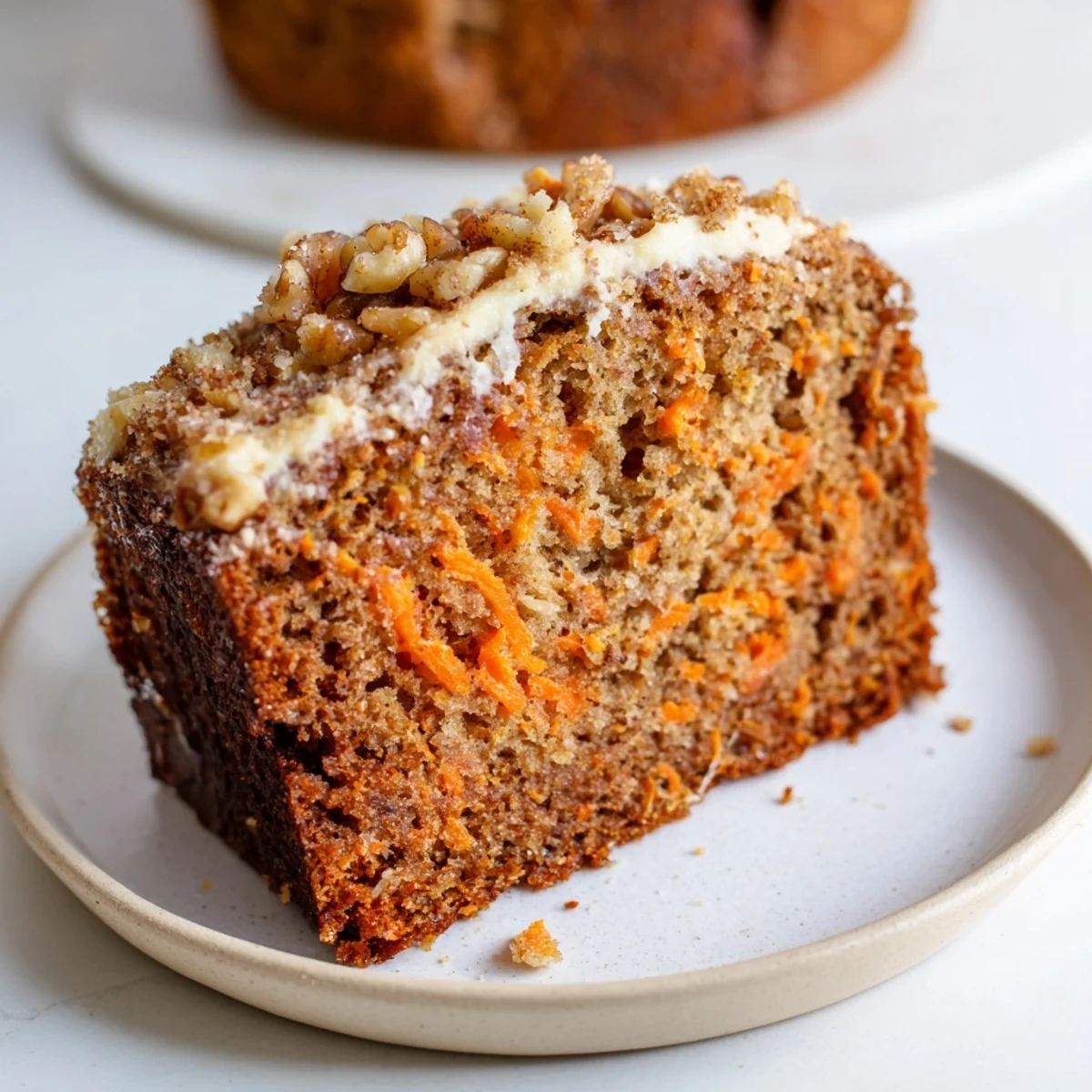 Freshly baked carrot cake banana bread cooling on a wire rack with a knife ready for slicing beside the loaf