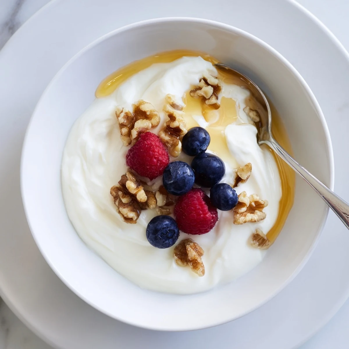 Rich homemade Greek yogurt recipe with cheesecloth straining setup over metal bowl