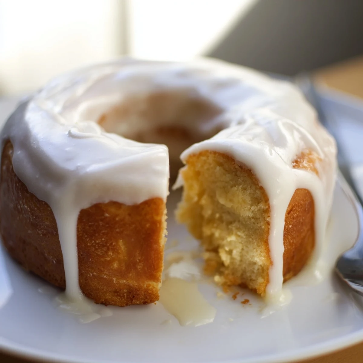 Light and fluffy Greek yogurt cake donuts fresh from the oven with a dusting of powdered sugar