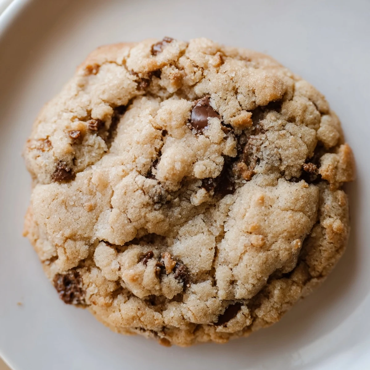 Golden nut free chocolate chip cookies with gooey melted chocolate chips stacked on a rustic plate