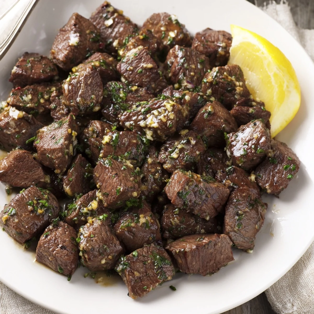 Pan-seared Cowboy Butter Steak Bites Recipe fragrant with lemon zest and fresh herbs