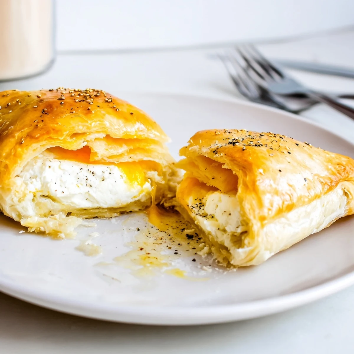 Warm Cheese Fatayer Recipe on parchment, lightly brushed with egg yolk