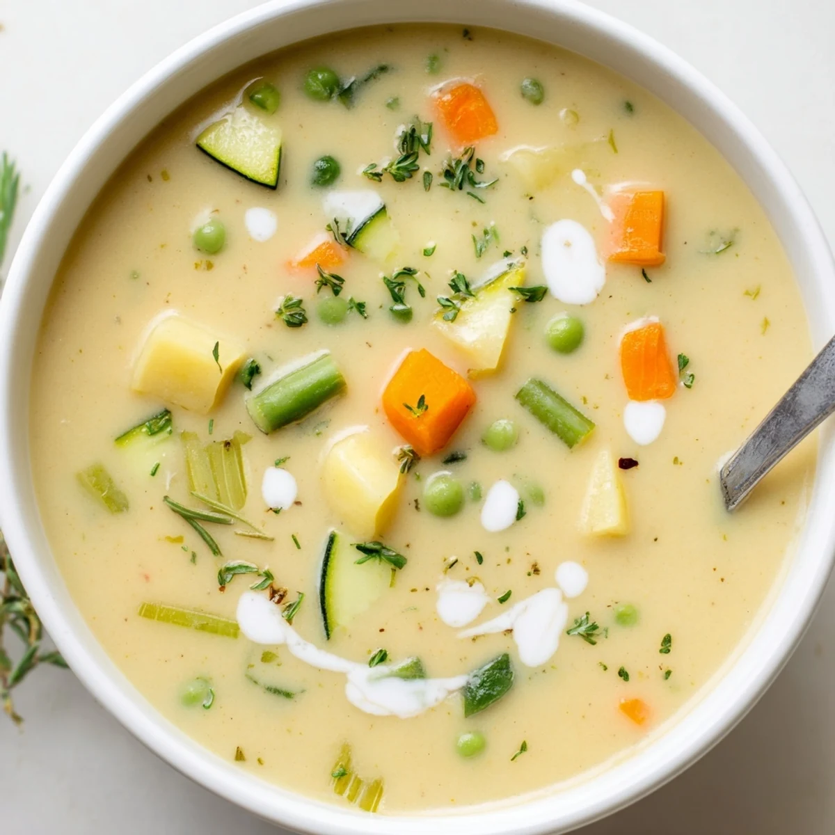 Creamy Vegetable Soup Recipe steaming hot, velvety texture with fresh herbs