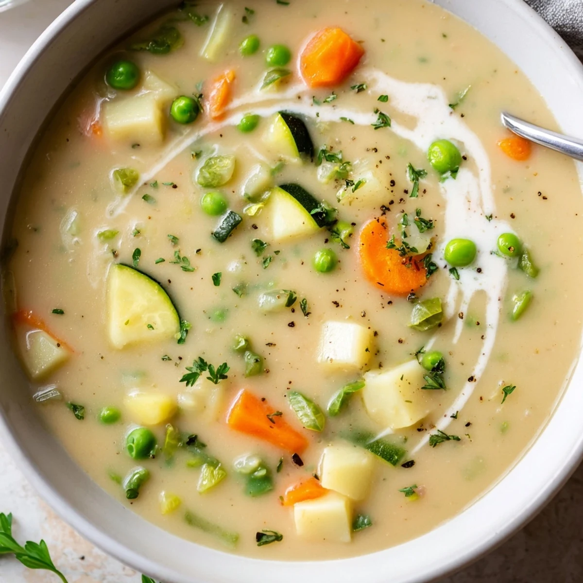 Warm Creamy Vegetable Soup Recipe silky, savory broth filled with colorful vegetables