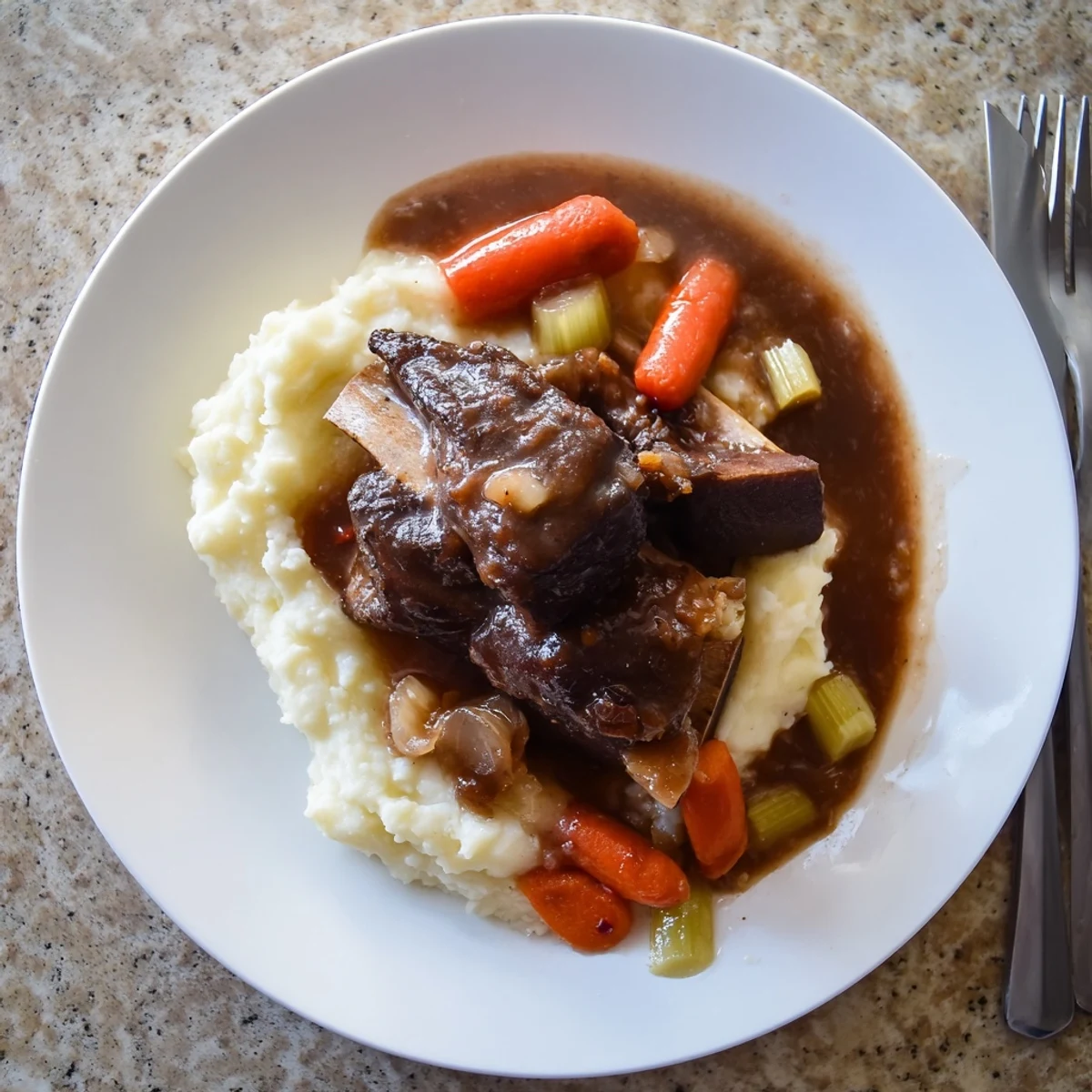 Fresh thyme and rosemary-studded Slow Cooker Beef Short Ribs with carrots