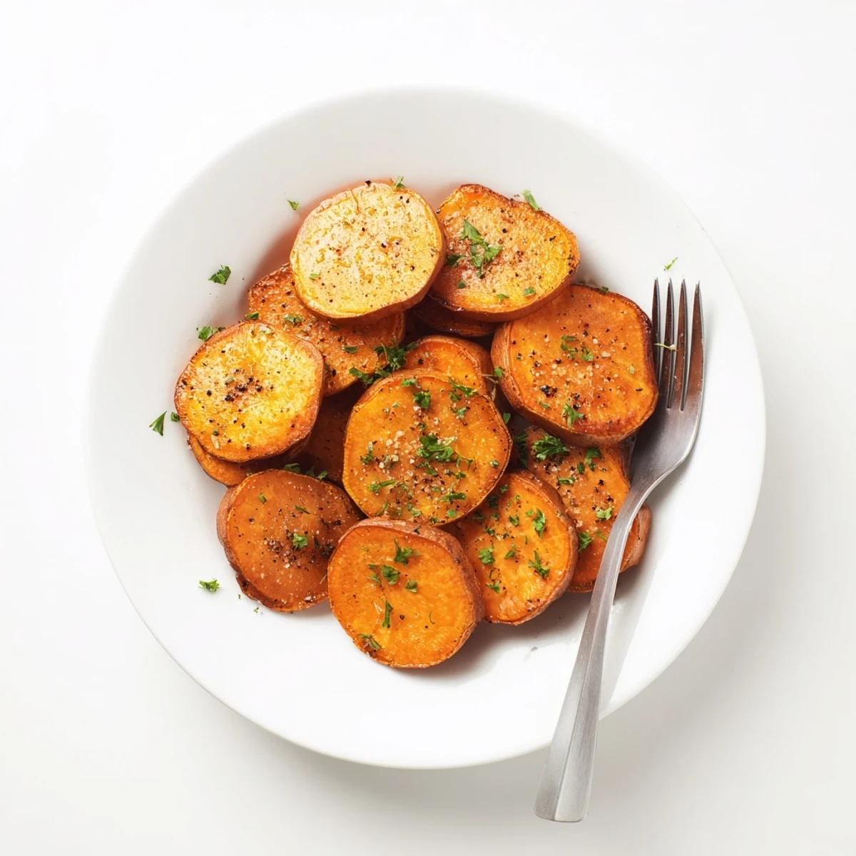 Honey Drizzled Roasted Sweet Potato Medallions glistening with golden glaze, warm and tender