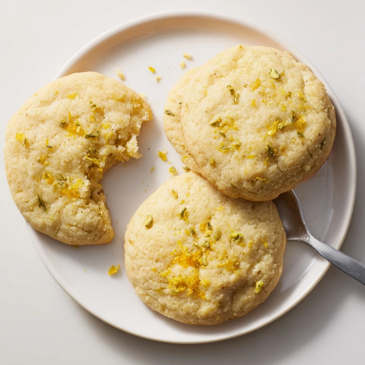 Magical Dandelion Cookies resting on parchment, golden edges and lemon zest