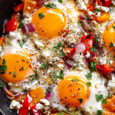 Baked Feta Eggs Mediterranean Style