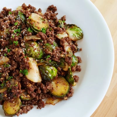 Ground Beef Brussels Sprouts Skillet